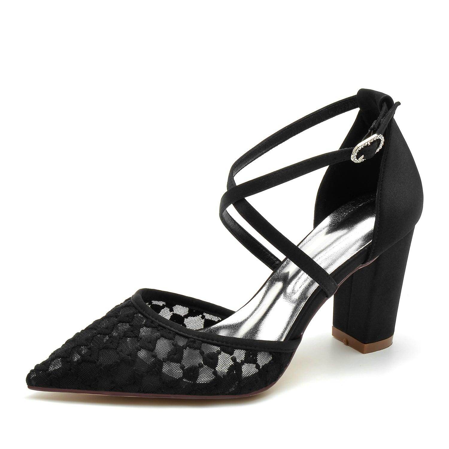 Chunky Heel 8.5cm Tulle Shoes CK0199 - COCOMELODY